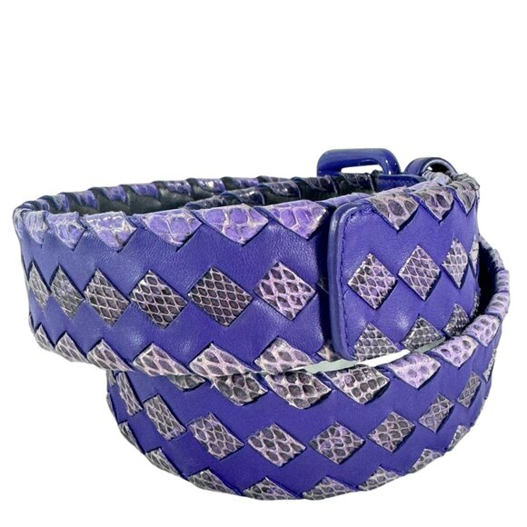 BOTTEGA VENETA Purple Woven Leather & Snakeskin Braided Women Belt 85/34 main image 10